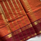 Rust Orange Kanchi cotton saree with maroon Rettaipettu border and zari pallu – House of Thansha