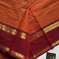 Rust Orange Kanchi cotton saree with maroon Rettaipettu border and zari pallu – House of Thansha