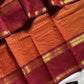 Rust Orange Kanchi cotton saree with maroon Rettaipettu border and zari pallu – House of Thansha
