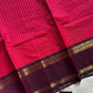 Rani Pink Kanchi cotton saree with Royal Violet border and zari pallu – House of Thansha