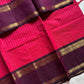 Rani Pink Kanchi cotton saree with Royal Violet border and zari pallu – House of Thansha