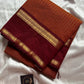 Rust Orange Kanchi cotton saree with maroon Rettaipettu border and zari pallu – House of Thansha