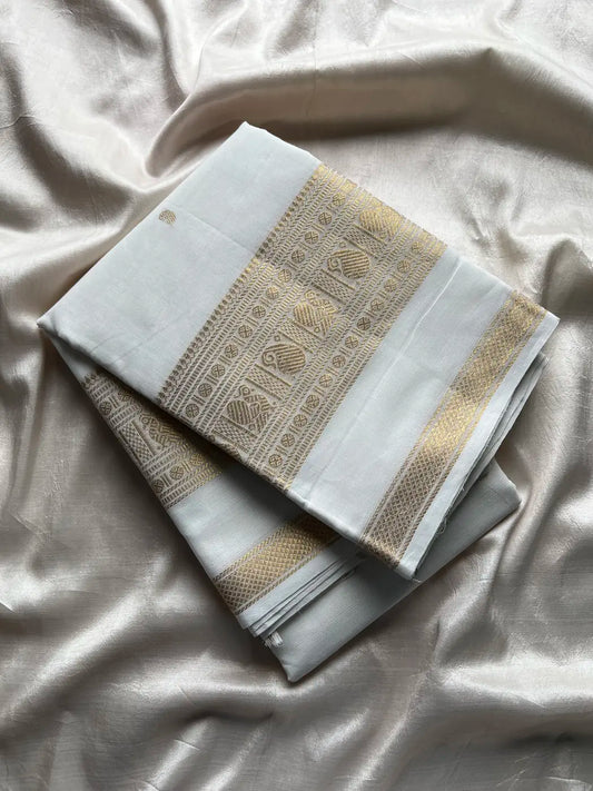 Vintage Loom Edit | White Kanchi Cotton Saree