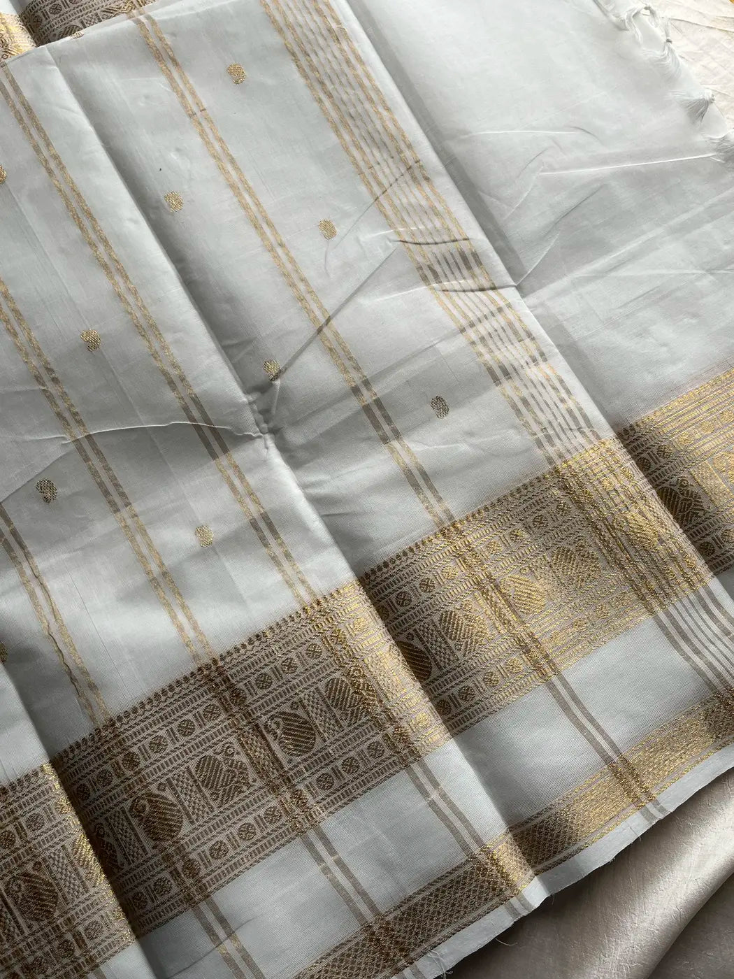 Vintage Loom Edit | White Kanchi Cotton Saree