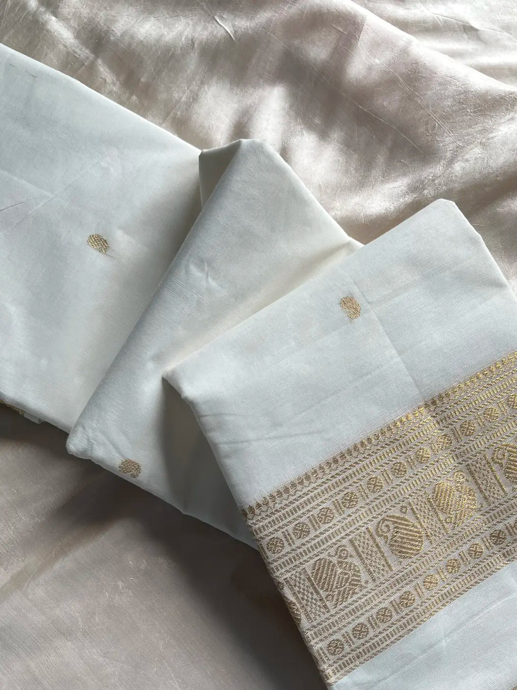 Vintage Loom Edit | White Kanchi Cotton Saree
