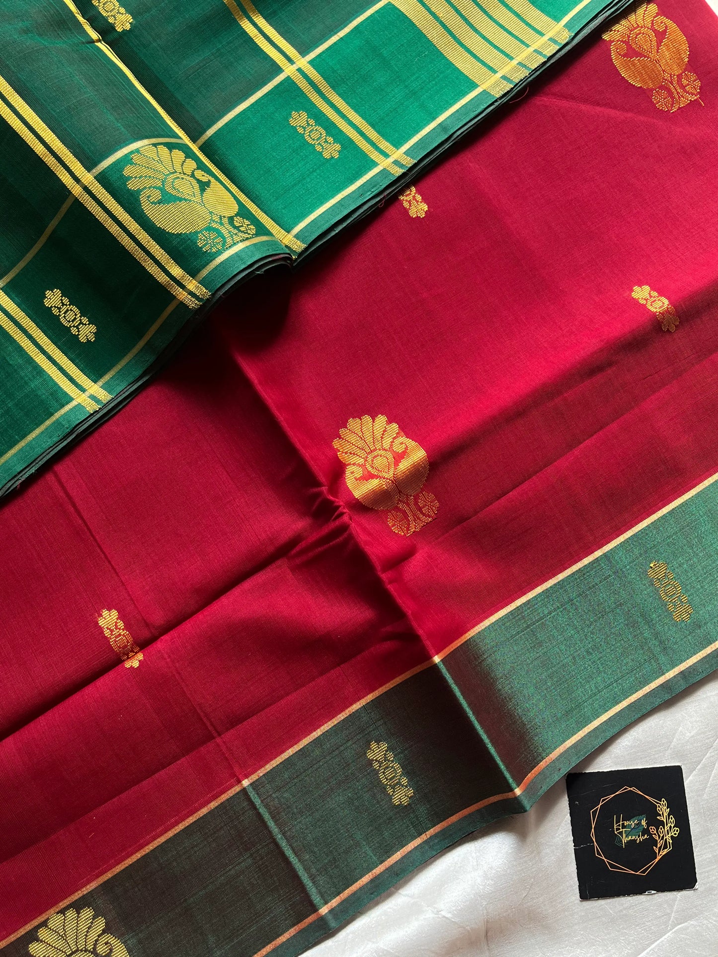 Vegan Weaves – Crimson 10 Yards Handloom Art Silk Saree