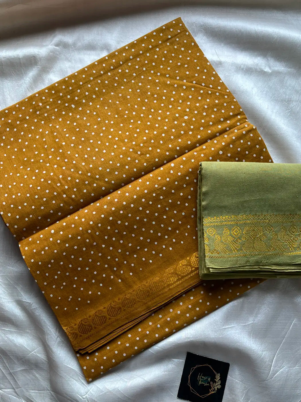 Madurai Sungudi Cotton - Mustard Yellow