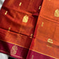 Vegan Weaves – Rust Orange 10 Yards Handloom Art Silk Saree