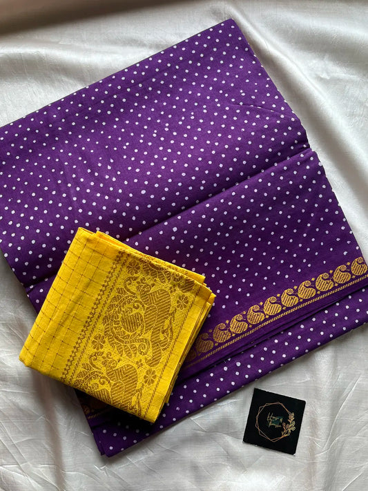 Madurai Sungudi Cotton - Purple