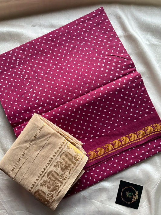 Madurai Sungudi Cotton - Onion Pink