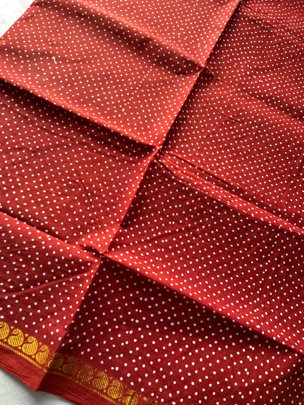 Madurai Sungudi Cotton - Rust Red