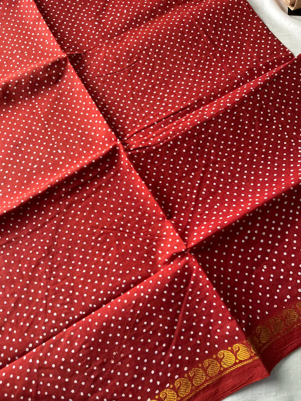 Madurai Sungudi Cotton - Rust Red