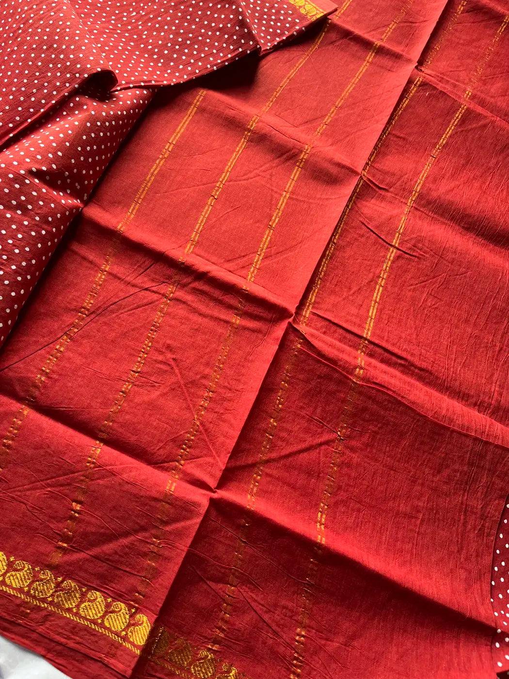 Madurai Sungudi Cotton - Rust Red