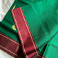 Green vegan handloom art silk saree with red contrast border – House of Thansha