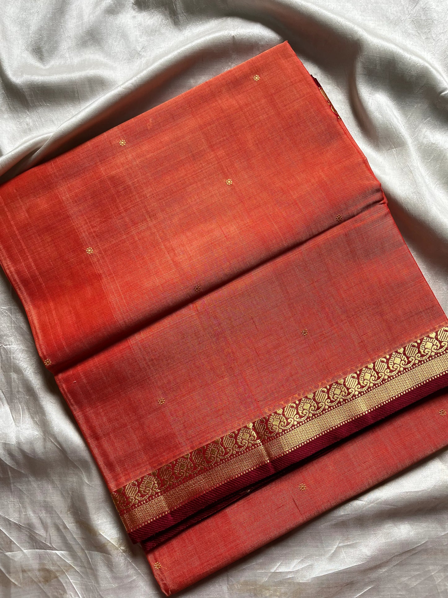 Vegan Weaves – Peach Handloom Art Silk Saree
