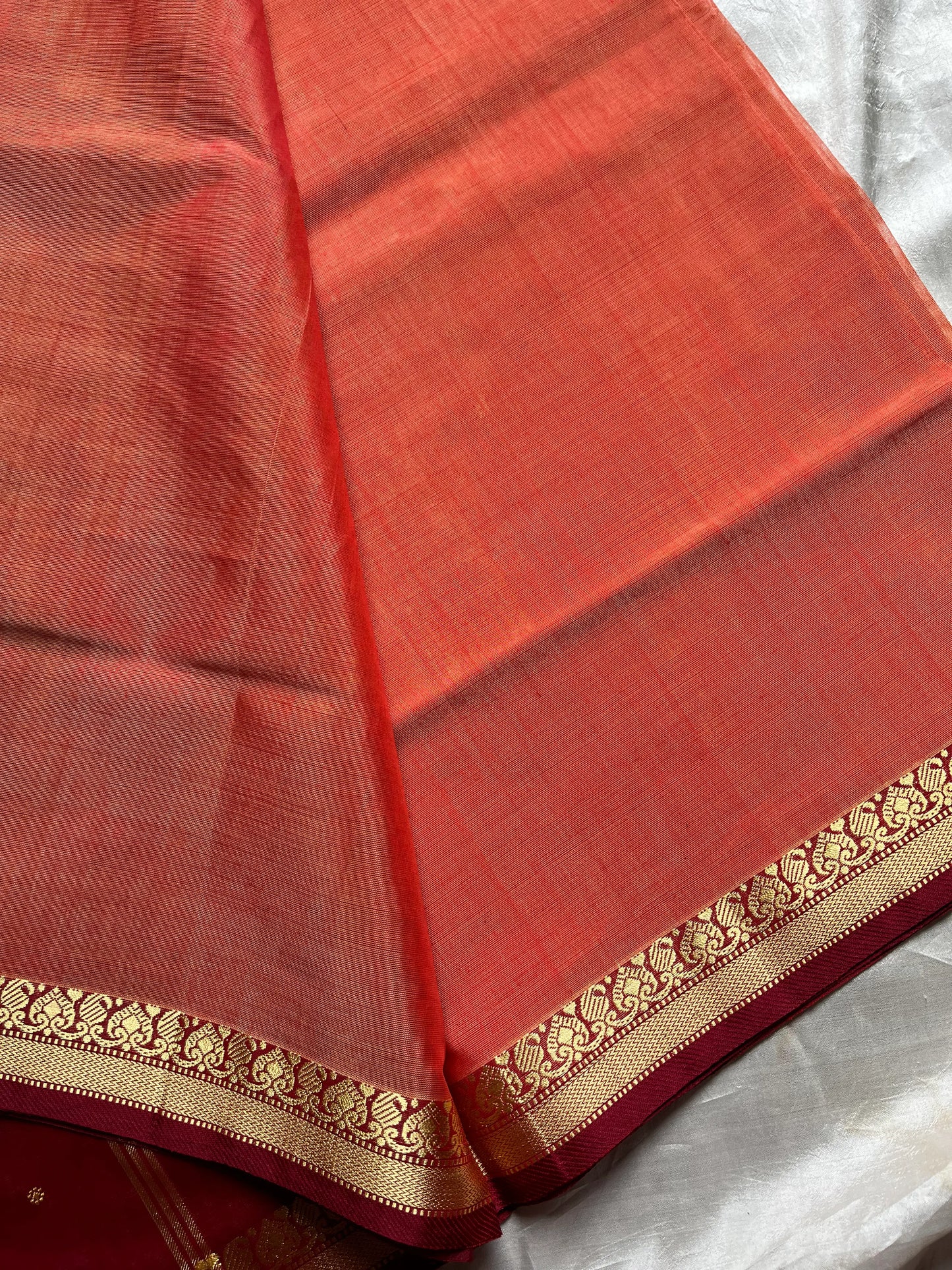 Vegan Weaves – Peach Handloom Art Silk Saree