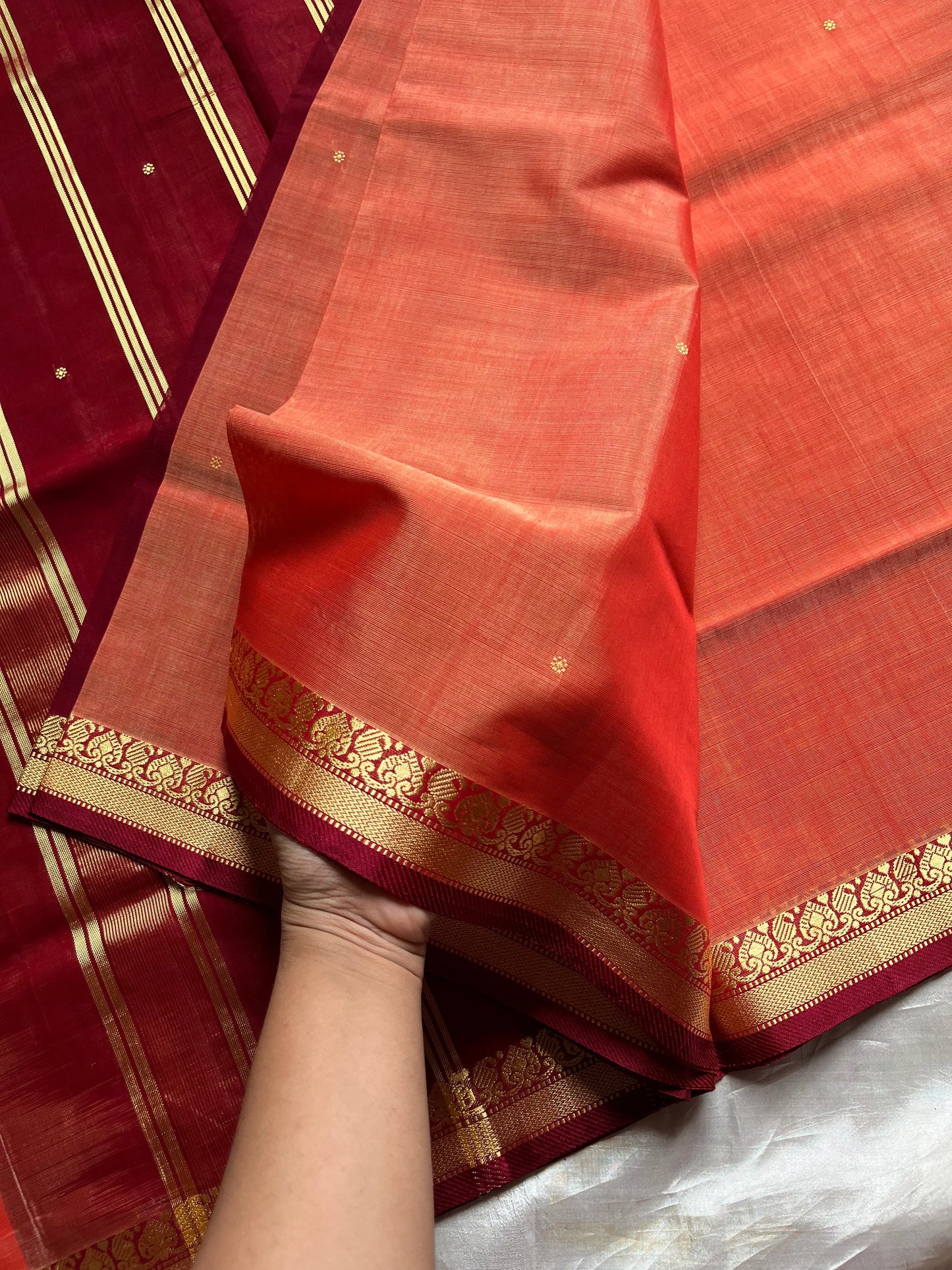 Vegan Weaves – Peach Handloom Art Silk Saree
