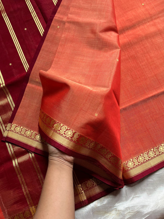 Vegan Weaves – Peach Handloom Art Silk Saree