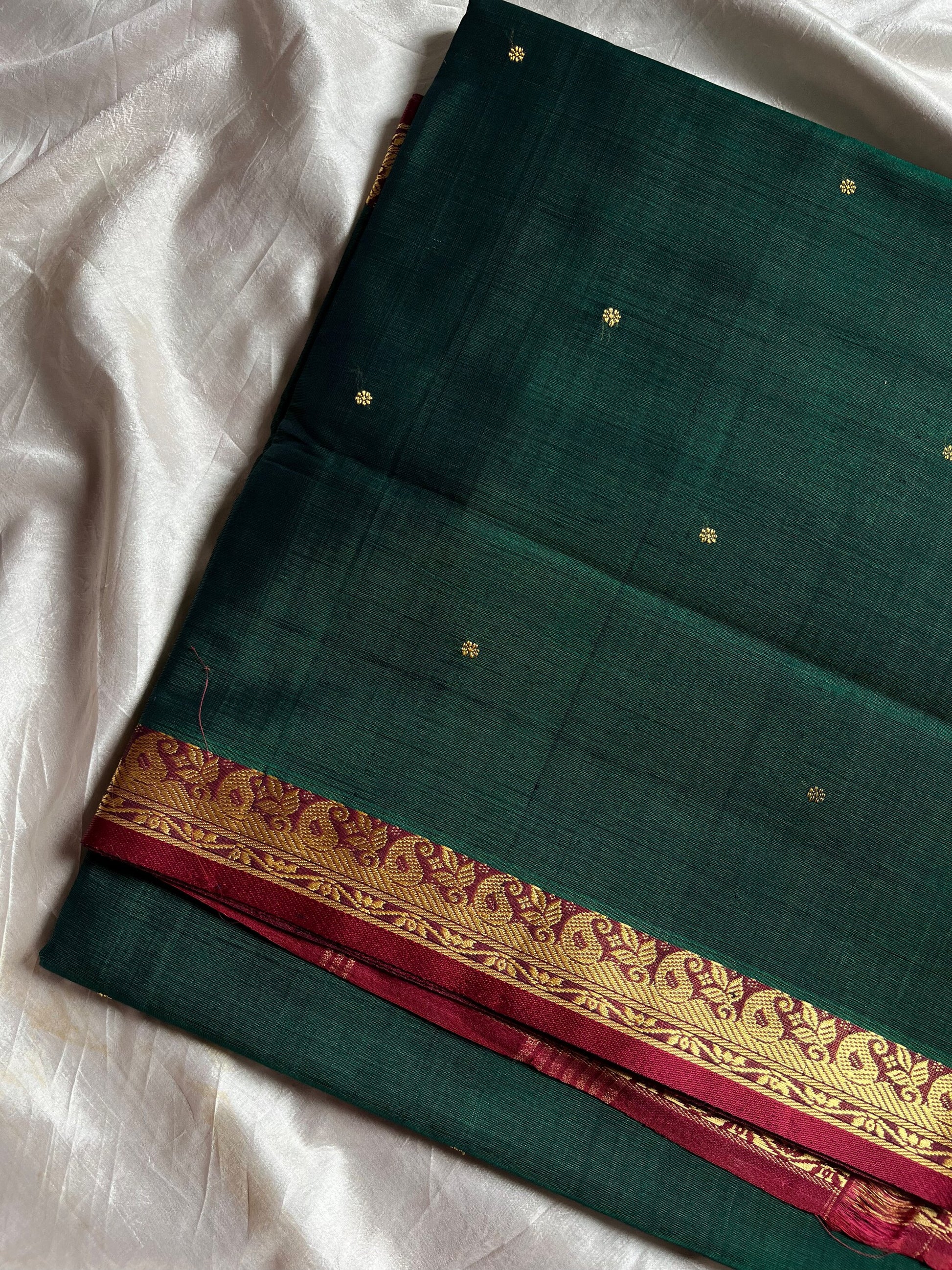 Emerald Green Handloom Art Silk Saree – Vegan Silk by House of Thansha