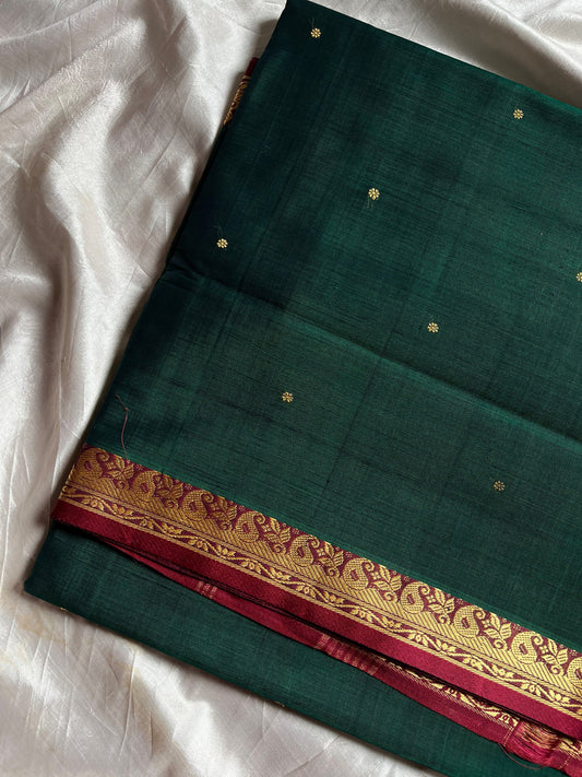 Emerald Green Handloom Art Silk Saree – Vegan Silk by House of Thansha