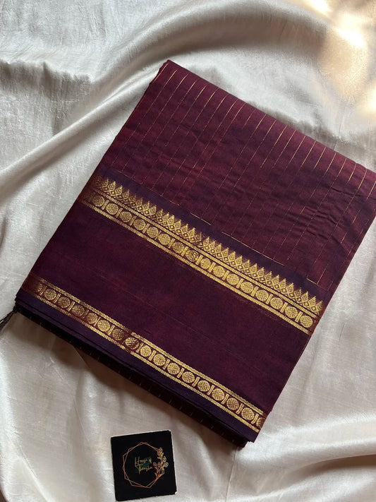 Zari Edition | Wine Maroon Kanchi Cotton Saree