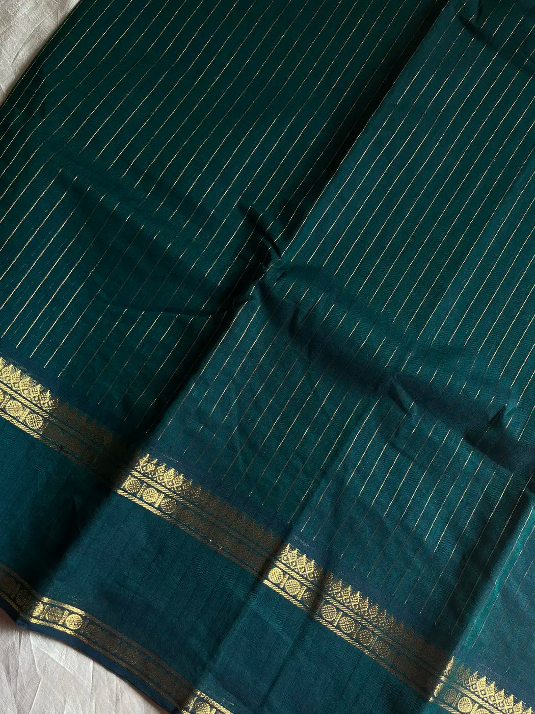 Zari Edition | Peacock Green Kanchi Cotton Saree