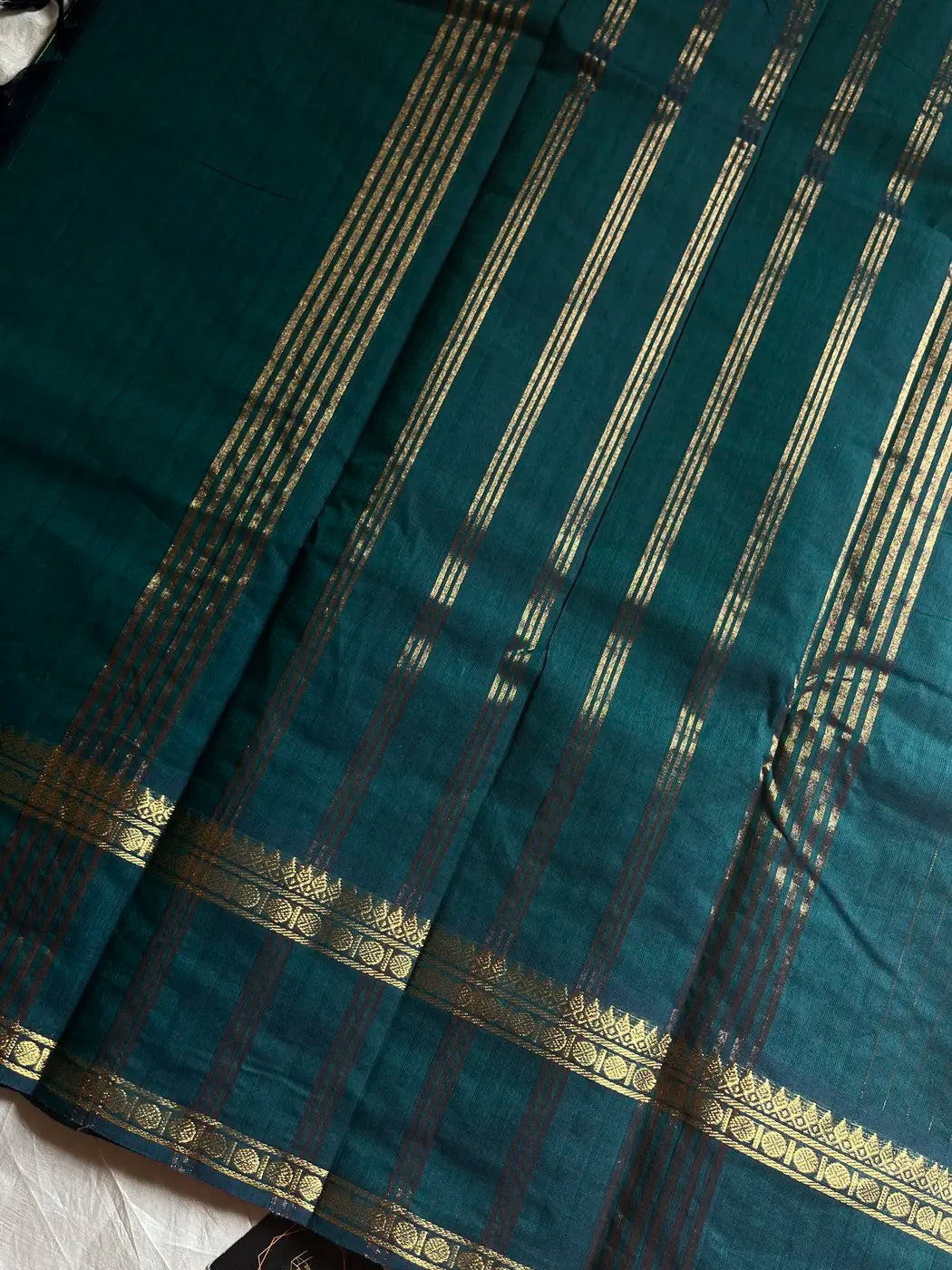 Zari Edition | Peacock Green Kanchi Cotton Saree
