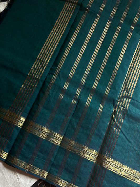Zari Edition | Peacock Green Kanchi Cotton Saree