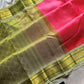 Pattu Nool Edit – Pink with Pastel Green Kanchi Silkcotton