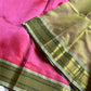 Pattu Nool Edit – Pink with Pastel Green Kanchi Silkcotton
