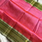 Pattu Nool Edit – Pink with Pastel Green Kanchi Silkcotton