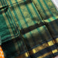 Yellow & white checked Kanchi silk cotton Paalum Pazhamum saree with dark green pure zari border and grand pallu – House of Thansha