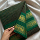 Kattam Edit | Chettinadu Cotton Checked Saree – Dark Green