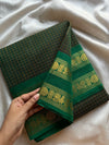 Kattam Edit | Chettinadu Cotton Checked Saree – Dark Green