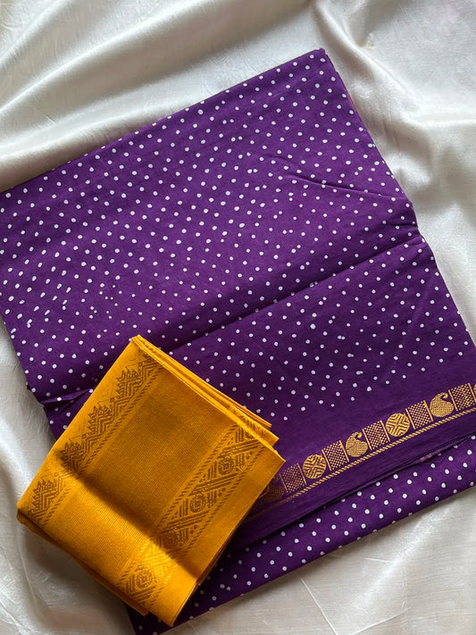 Madurai Sungudi Cotton - Purple