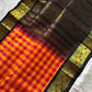 Paalum Pazhamum Kattam - Yellow Pink Checks with Coffee Brown Kanchi Silkcotton