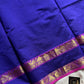Dark blue handloom Kanchi silk cotton saree (50% silk, 50% cotton) with vibrant pink pallu and contrast blouse