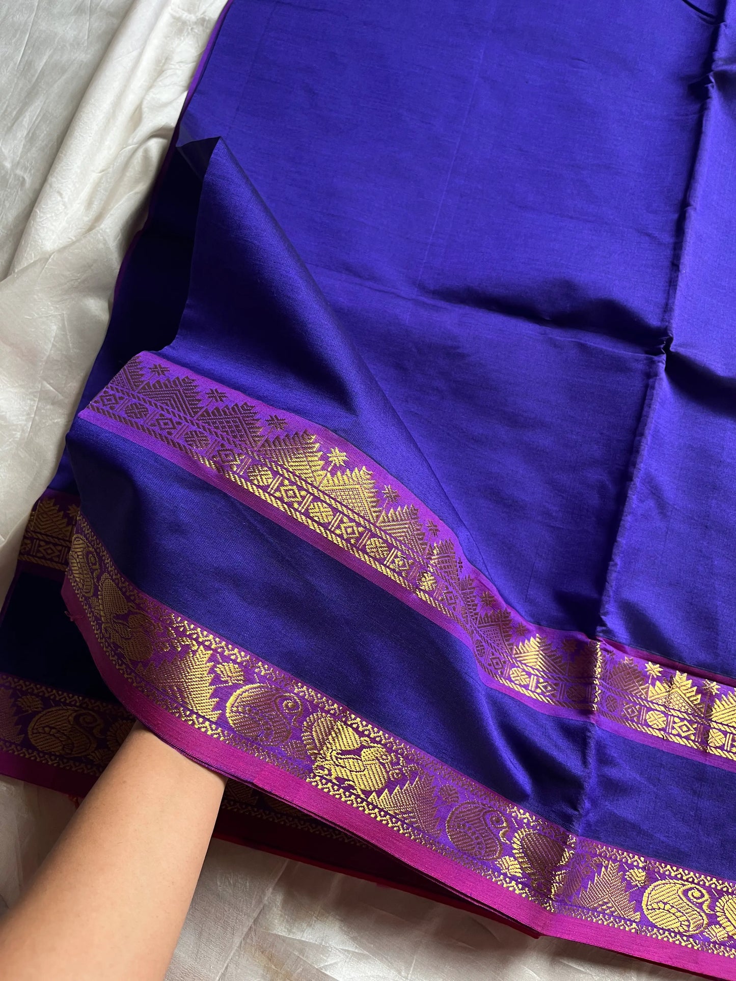 Pattu Nool Edit - Kanchi Silk Cotton Handloom Saree – Dark Blue