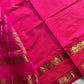 Light pink handloom Kanchi silk cotton saree (50% silk, 50% cotton) with dark pink pallu and contrast blouse