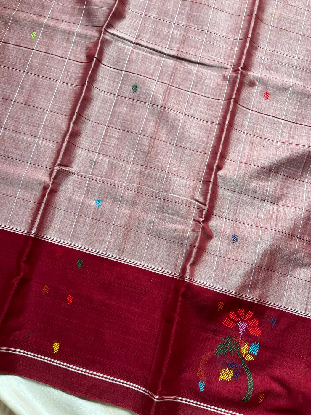 Chedibutta Saree - Handloom Vegan Art Silk - Maroon