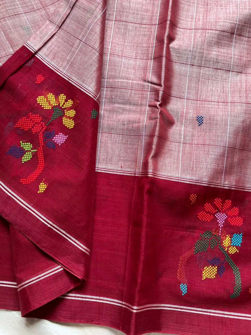 Chedibutta Saree - Handloom Vegan Art Silk - Maroon