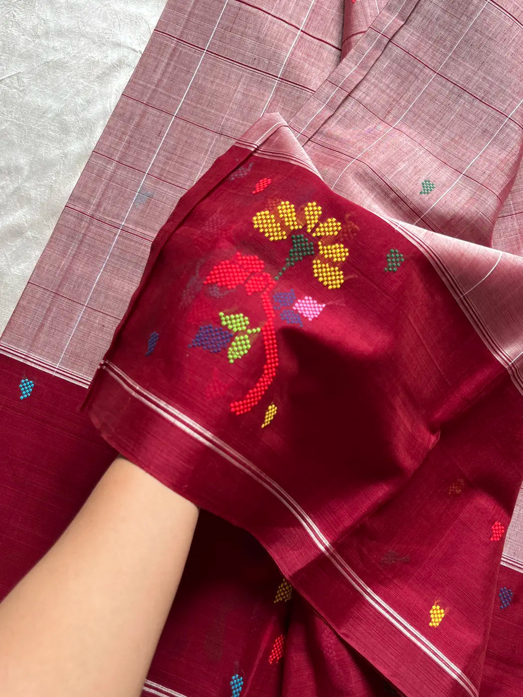 Chedibutta Saree - Handloom Vegan Art Silk - Maroon