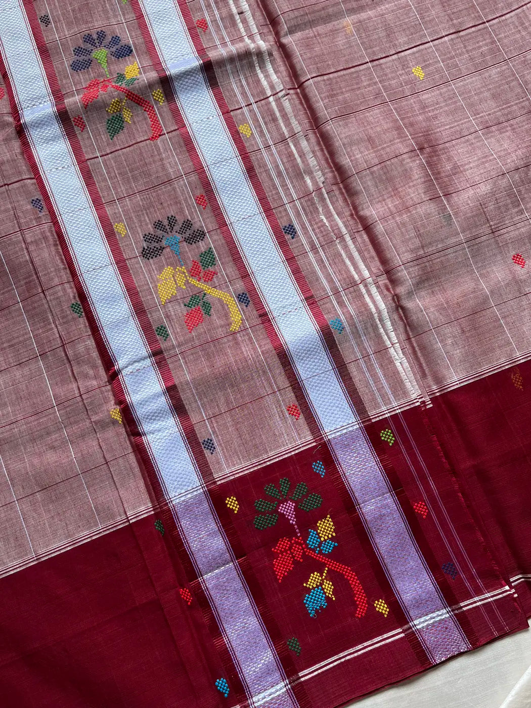 Chedibutta Saree - Handloom Vegan Art Silk - Maroon