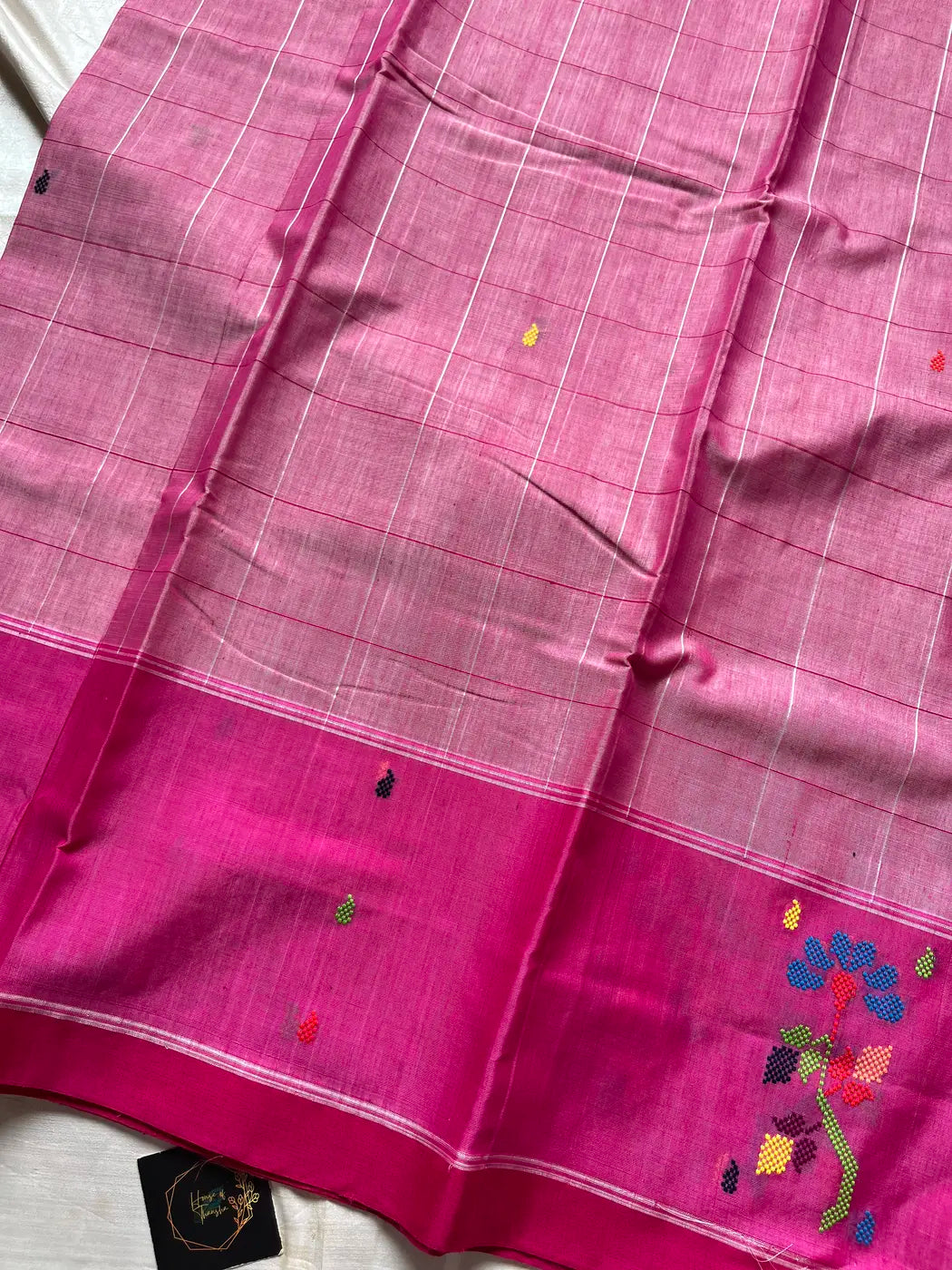 Chedibutta Saree - Handloom Vegan Art Silk - Pink