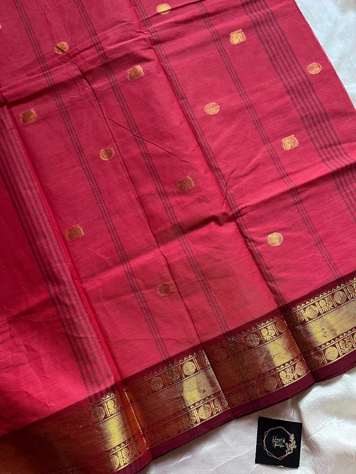 Subtle Weaves – Coral Pink Chettinadu Cotton Saree