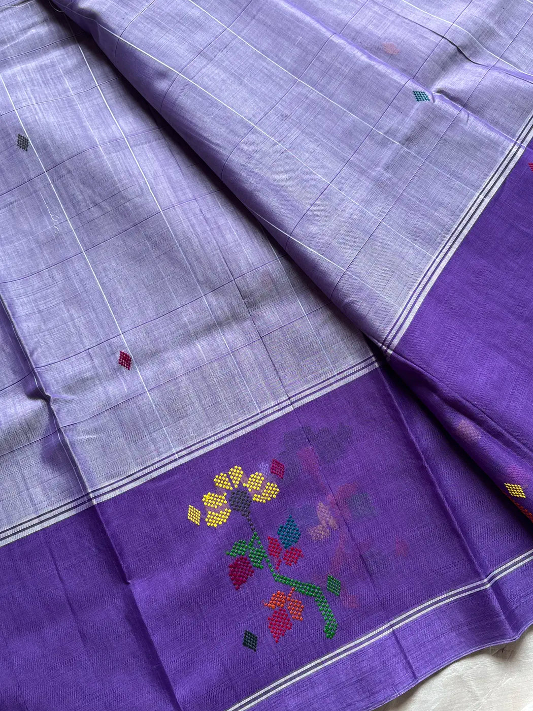 Chedibutta Saree - Handloom Vegan Art Silk - Lavender
