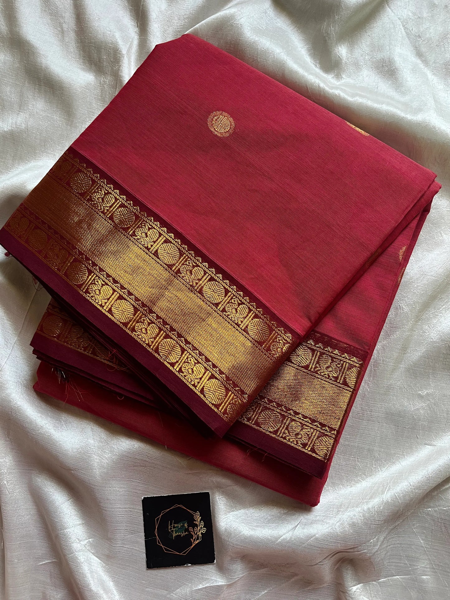 Subtle Weaves – Coral Pink Chettinadu Cotton Saree