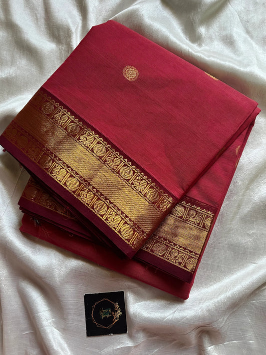 Subtle Weaves – Coral Pink Chettinadu Cotton Saree