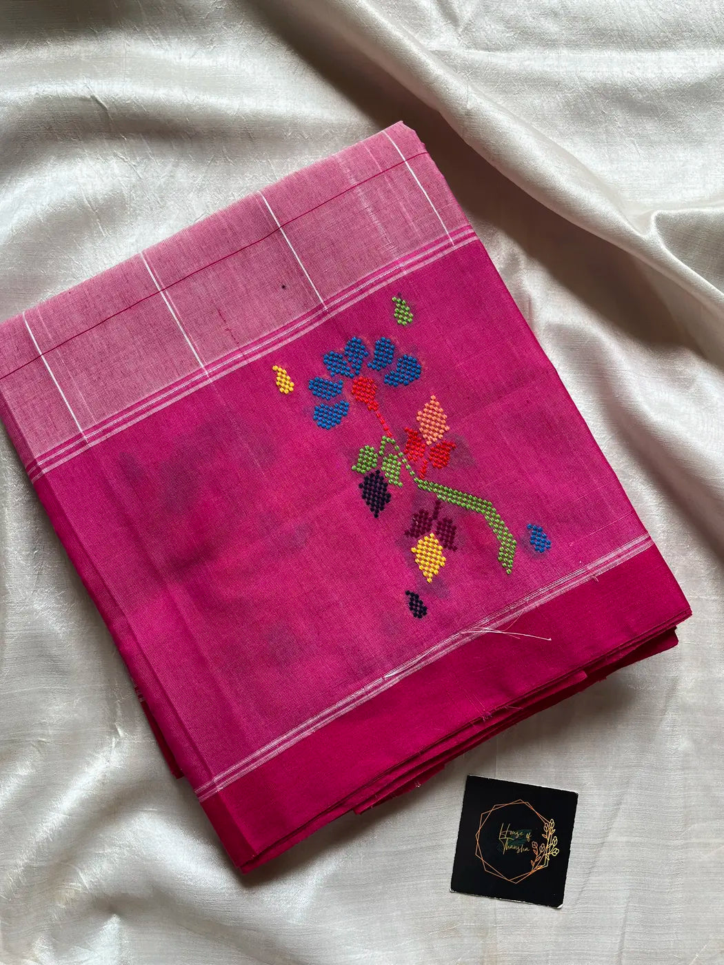 Chedibutta Saree - Handloom Vegan Art Silk - Pink