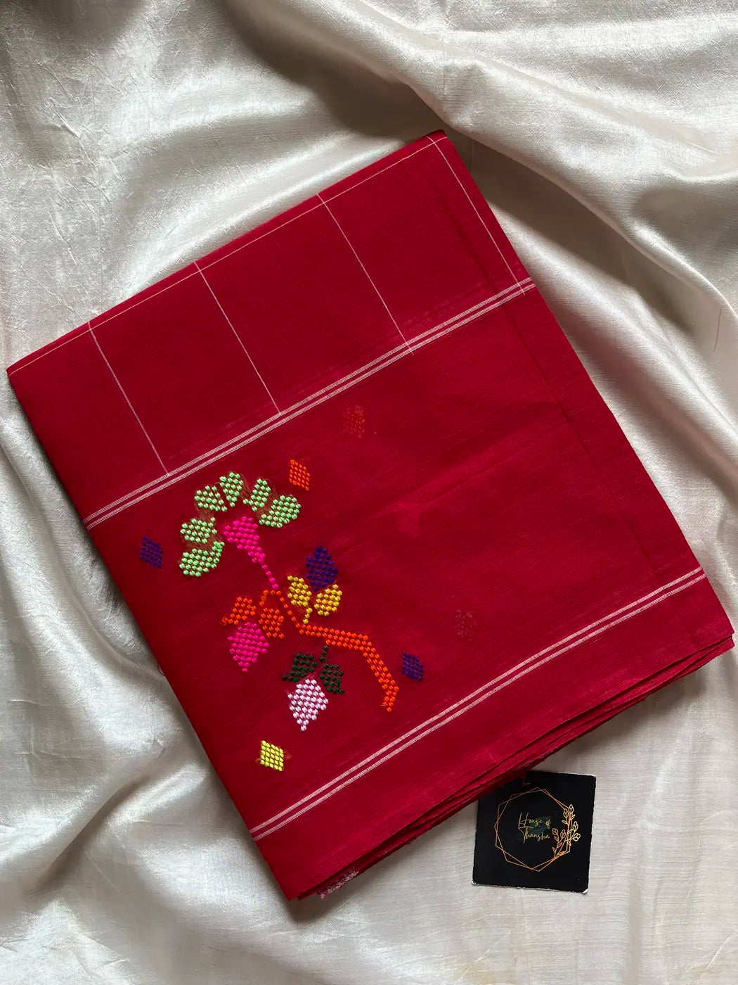 Chedibutta Saree - Handloom Cotton - Red